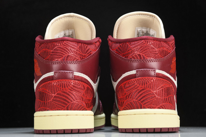 Air Jordan 1 Mid SE Tiki Leaf Team Red (Women