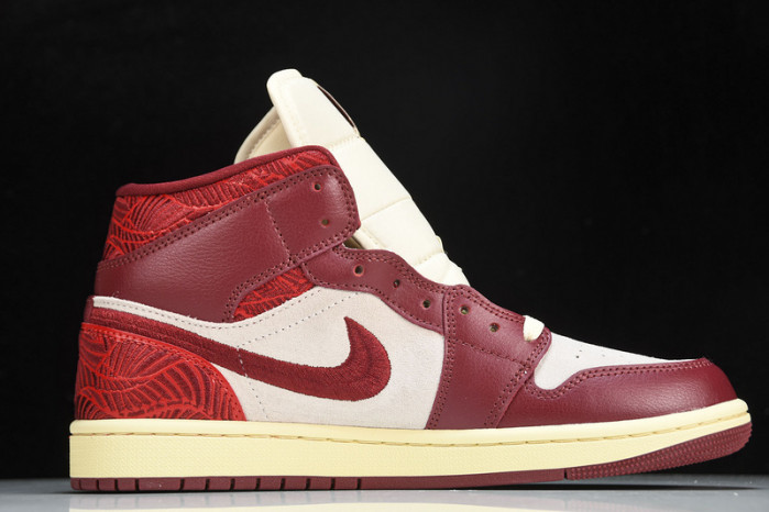 Air Jordan 1 Mid SE Tiki Leaf Team Red (Women