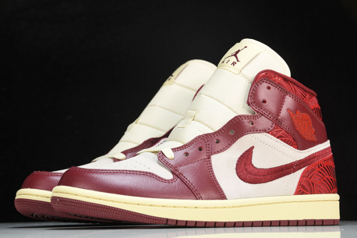 Air Jordan 1 Mid SE Tiki Leaf Team Red (Women