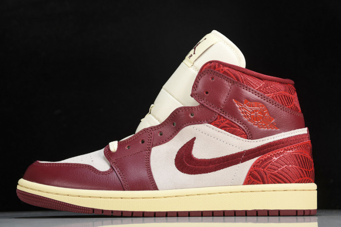 Air Jordan 1 Mid SE Tiki Leaf Team Red (Women