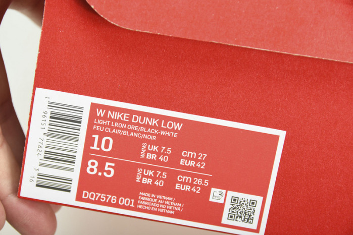 Nike Dunk Low “Light Iron Ore”  DQ7576-001