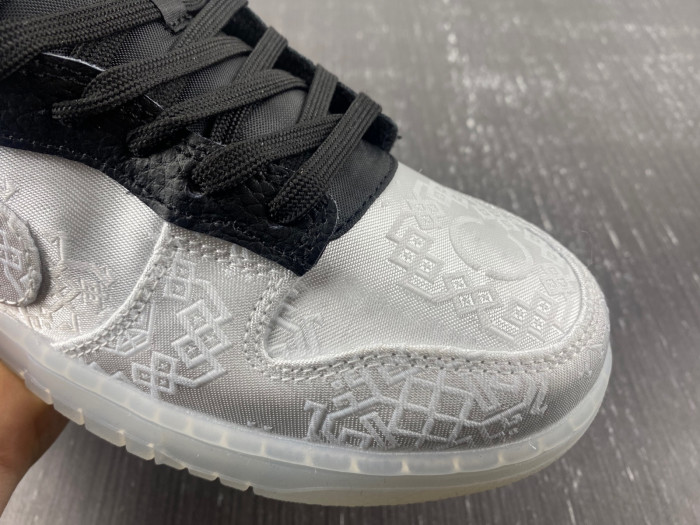 CLOT x fragment x Nike Dunk Low Colorway: White/Black  FN0315-110